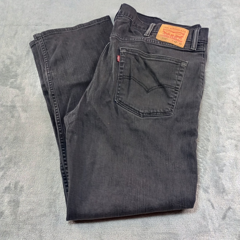Levi's 559 Relaxed Straight Mens 42x32 Black Jeans Denim Workwear Gorpcore